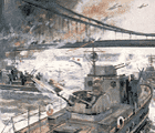 Катера Дунайской флотилии высаживают десант